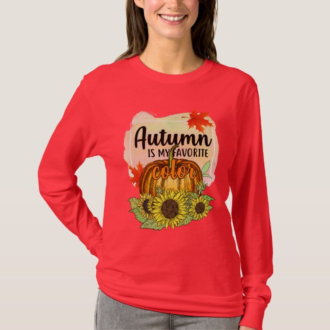 Hösten är min favorit Färg - Löv Pumpkin T Shirt (Framsida)