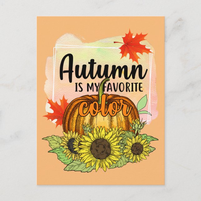 Hösten är min favorit Färg - Löv Pumpkin Vykort (Framsida)