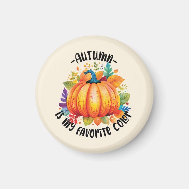 Hösten är min favorit Färg - Pumpkin och Löv Magnet (Framsidan)