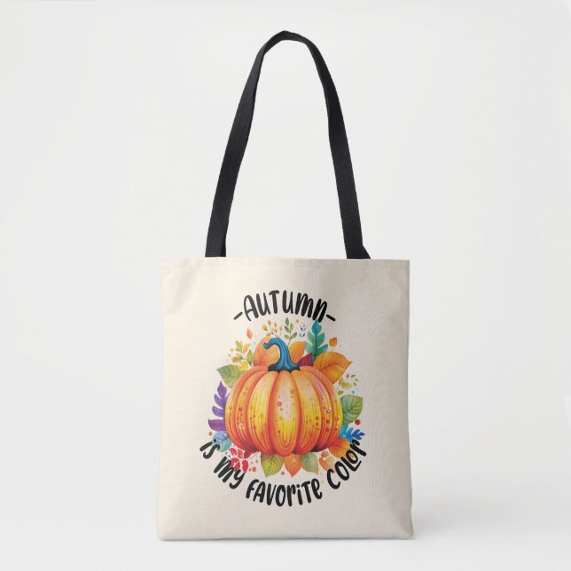 Hösten är min favorit Färg - Pumpkin och Löv Tygkasse (Framsida)