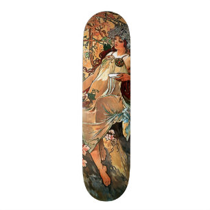 Hösten av Alfons Mucha 1896 Old School Skateboard Bräda 21,6 Cm