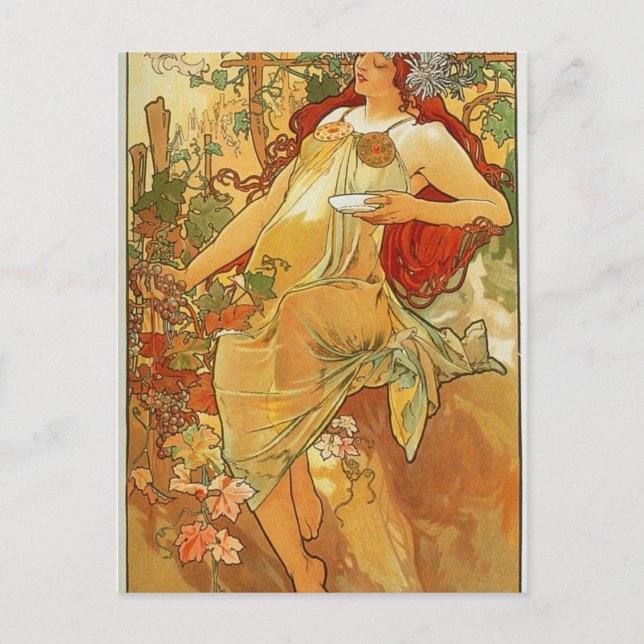 Hösten av Alphonse Mucha Vykort (Framsida)