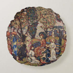Hösten av Maurice Prendergast, Vintage Fine Art Rund Kudde