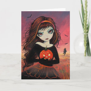 Hösten avfyrar det Halloween hälsningkortet Kort