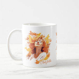 Hösten bara en flicka som Kärlek färgar vattenfärg Kaffemugg