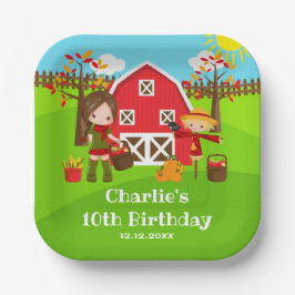 Hösten Barnyard Birthday Brown Hair Girl