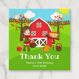 Hösten Barnyard Birthday Brown Hair Girl Tack Gåvor Etiketter