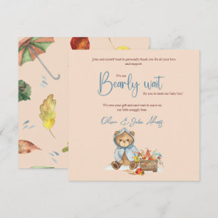 Hösten Bear Baby Shower Tack, Fall björn. Tack Kort