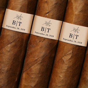 Hösten Beige Bröllop Cigar Band-etikett Returadress Etikett