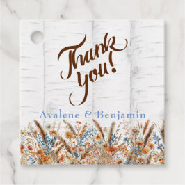 Hösten Birch Träd och Wildblommor Bröllop Tack U Gåvor Etiketter