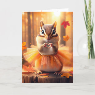 Hösten Birthday Chipmunk Wearing a Tutu Kort