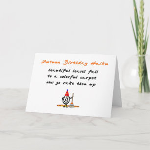 Hösten Birthday Haiku A Funny Grattis på födelseda Kort