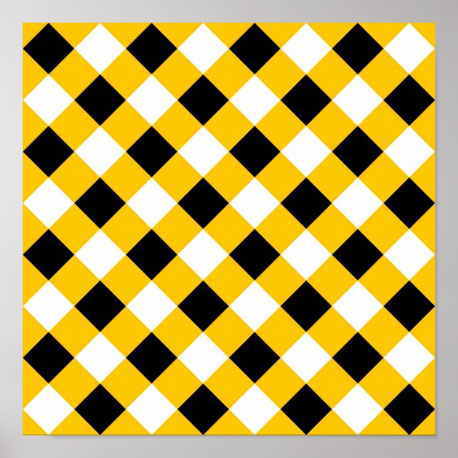 Hösten Black Gult och White Play Mönster Poster (Framsidan)