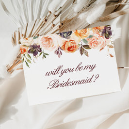 Hösten blommigt blir mitt Bridesmaid-kort Inbjudan Vykort