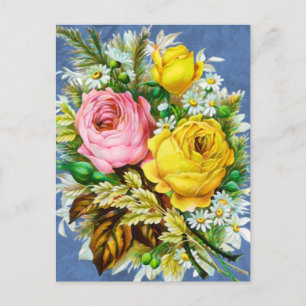 Hösten Blommigt Bouquet Watercolor Vykort