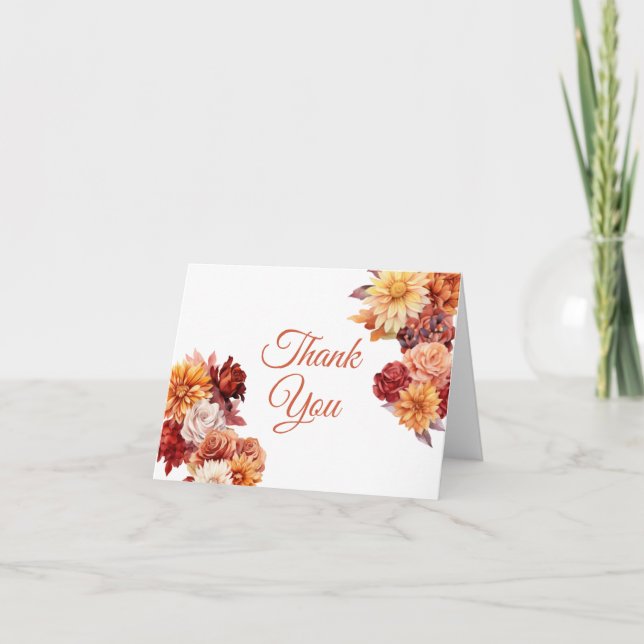 Hösten Blommigt Bröllop Tack Kort (Framsida)