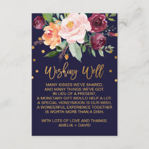 Hösten Blommigt Bröllop Wishing well Tilläggskort