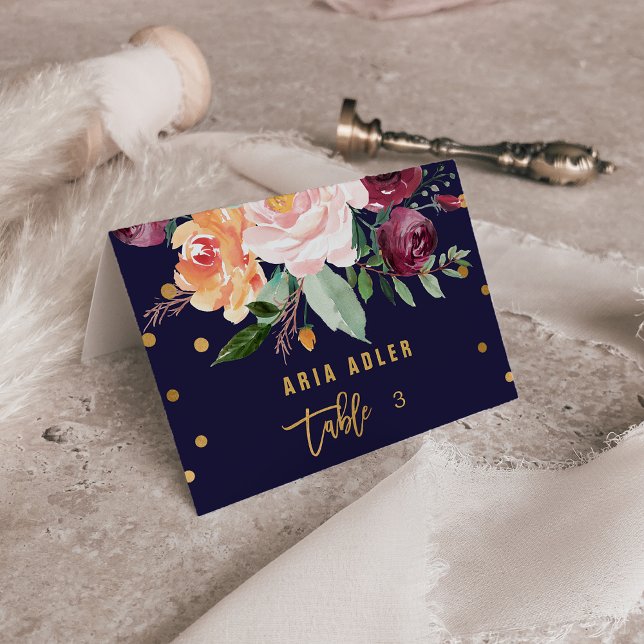 Hösten - Blommigt - eskortera platskort Bordsnummer (Skapare uppladdad)