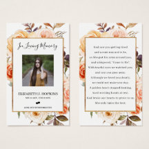 Hösten Blommigt Gold Foil Ram Photo Prayer Cards