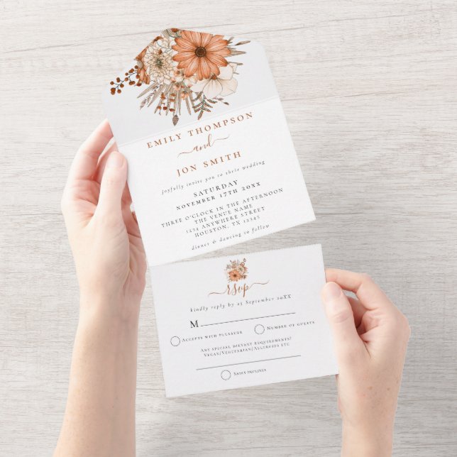 Hösten Blommigt Guest Adress Bröllop (Avrivbar del)