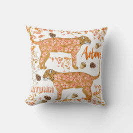 Hösten Blommigt Leopard Dekorativ kudde