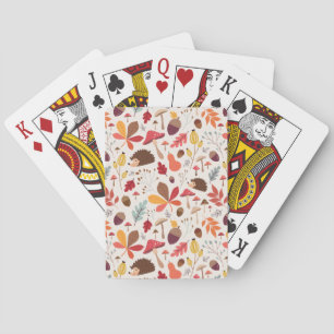 Hösten Blommigt Löv och Hedgehog Mönster Casinokort