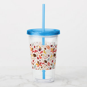 Hösten Blommigt Löv och Hedgehog Mönster Take Away Mugg