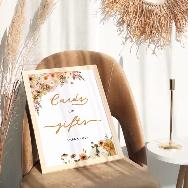 Hösten - Blommigt - Pumpkin-kort och presentkort Poster (Skapare uppladdad)