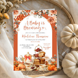 Hösten Blommigt Pumpkin Tea Party Baby Shower Inbjudningar