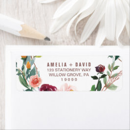 Hösten Blommigt Ro Guld Light Bröllop Returadress Etikett