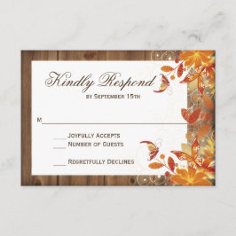 Hösten Blommigt Rustic Wood Fall Wedding OSA kort