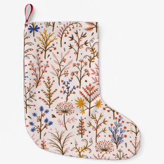 Hösten Blommigt Sömlös Mönster. Doodle Plants, Bra Liten Julstrumpa