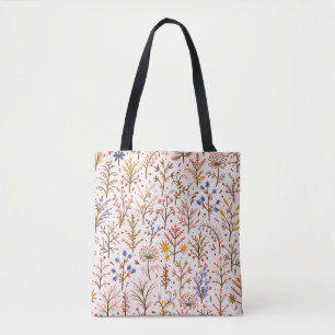 Hösten Blommigt Sömlös Mönster. Doodle Plants, Bra Tygkasse