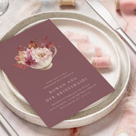 Hösten Blommigt Tekopp Fall Bridesmaids Tea Inbjudningar