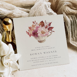 Hösten Blommigt Tekopp Fall Möhippa Tea Inbjudningar