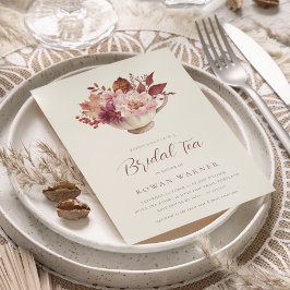 Hösten Blommigt Tekopp Fall Möhippa Tea Inbjudningar