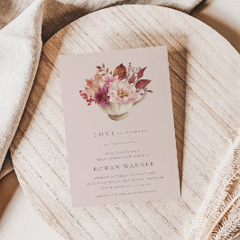 Hösten Blommigt Tekopp Fall Möhippa Tea Inbjudningar