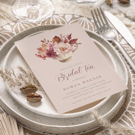 Hösten Blommigt Tekopp Fall Möhippa Tea Inbjudningar