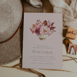 Hösten Blommigt Tekopp Fall Möhippa Tea Inbjudningar
