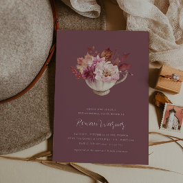 Hösten Blommigt Tekopp Fall Möhippa Tea Inbjudningar
