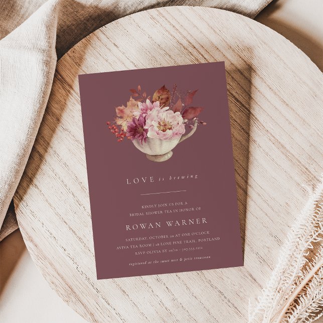 Hösten Blommigt Tekopp Fall Möhippa Tea Inbjudningar (Skapare uppladdad)
