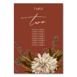 Hösten Blommigt Terracotta Watercolor Fall Wedding Bordsnummer