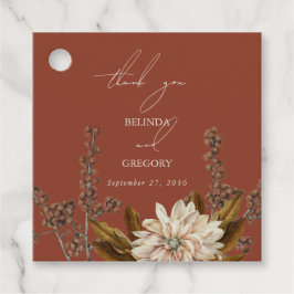 Hösten Blommigt Terracotta Watercolor Fall Wedding Gåvor Etiketter