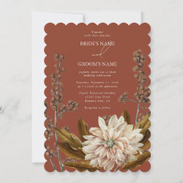 Hösten Blommigt Terracotta Watercolor Fall Wedding Inbjudningar