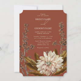 Hösten Blommigt Terracotta Watercolor Fall Wedding Inbjudningar