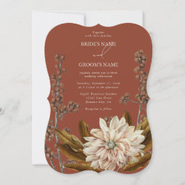 Hösten Blommigt Terracotta Watercolor Fall Wedding Inbjudningar