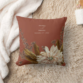 Hösten Blommigt Terracotta Watercolor Fall Wedding Kudde