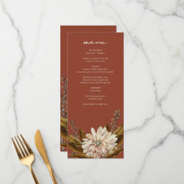 Hösten Blommigt Terracotta Watercolor Fall Wedding Meny