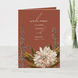 Hösten Blommigt Terracotta Watercolor Fall Wedding Program