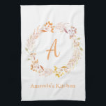 Hösten Blommigt Watercolor Boho Personlig Namn Kökshandduk<br><div class="desc">Kökshandduk med söt handmålad vattenfärgad blommigt andedräkt i underbar höst färger,  personlig med ditt namn och första namn.</div>